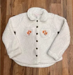 Little Lass Sherpa Jacket 6X White Teddy Coat‎ thumbnail 1