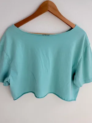 Polo Ralph Lauren Off The Shoulder Light Green Cropped Tee thumbnail 8