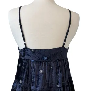 UO Kimchi Blue Alice Embroidered Velvet Mini Babydoll Dress thumbnail 11