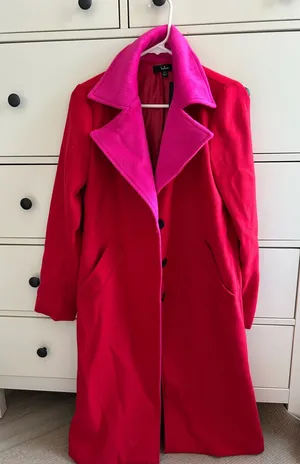 Lulus Red & Pink Trench Coat thumbnail 1