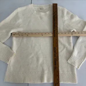 New J. Crew Cream Textured Knit Merino Wool Blend Sweater Womens Large Neutral‎ thumbnail 8
