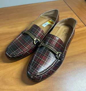 Patricia Nash Fia Loafers Leather Red Tartan Plaid Print Metal Horsebit Detail 7 thumbnail 1
