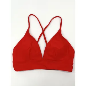 Triangle‎ Bikini Top Women XS Red Cross Back Stretch Minimalist Sporty Glam Pool thumbnail 9