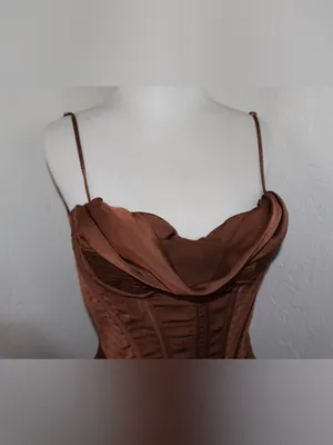 House of CB Brown Satin Corset Maxi Dress XS thumbnail 5