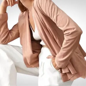 NWT Hutch Anthropologie Open Front Waterfall Jacket Vegan Suede Pink Size M thumbnail 4