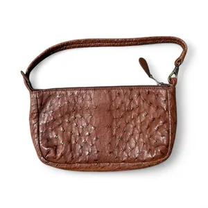 Ibiza Ostrich Leather Mini Bag Vintage Y2K Shoulder Purse Brown Textured Chic thumbnail 2