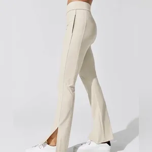 Carbon 38 Kick Flare Stretch Pants in Khaki thumbnail 2