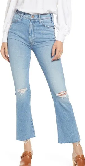 MOTHER Denim Hustler Distressed Raw Hem Ankle Jean thumbnail 1