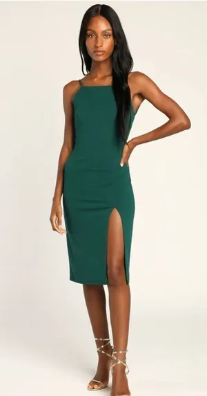 NEW Backless Party Dress Bodycon Side Split Midi Dress XS thumbnail 1