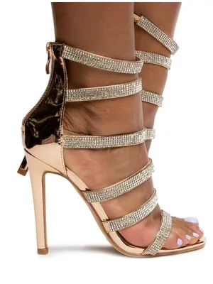 Liliana Rose Gold Sequins Kimora Strappy Heel Shoes 8 thumbnail 8