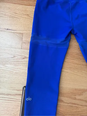 Alo Yoga Vintage Cobalt Blue Mesh Panel High Waist Leggings Size Medium thumbnail 8