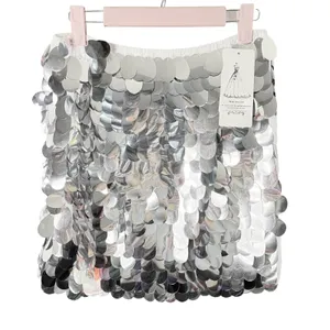 NWT Sparkly Silver Large Sequin‎ Mini Skirt thumbnail 4