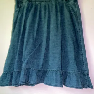 Old Navy Size XL Dark Chambray Denim Mini Dress Babydoll Ruffle Casual Soft Girl thumbnail 6