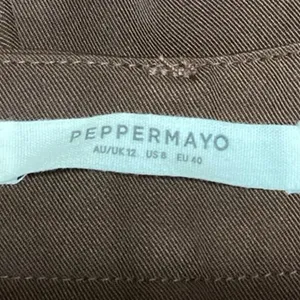Peppermayo Brown High Rise Straight Pleated Career Wide Leg Dress Pants 8 thumbnail 4