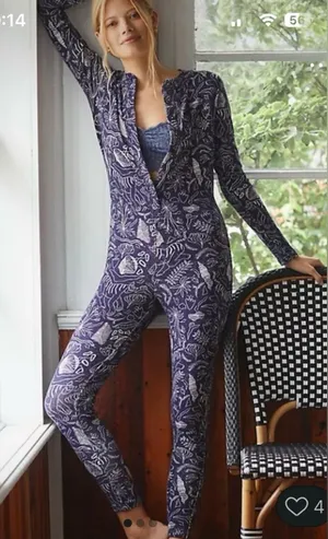 Anthropologie Adele Prost Fern Lounge Jumpsuit Medium thumbnail 1