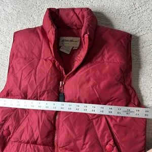 Women's Eddie Bauer Size Small Red‎ Puffer Goose Down Full Zip Vest thumbnail 4