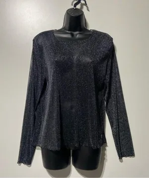 Victorias Secret Glitter Mesh Sheer Sparkly Metallic Long Sleeve Top Size Large thumbnail 5