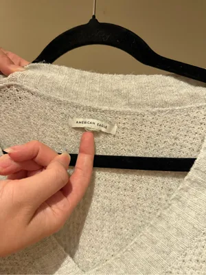 American Eagle Gray Waffle Knit Sweater thumbnail 3