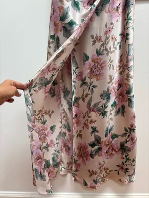 Baltic Born Annabel Satin Maxi Dress Sleeveless Floral Pink Green S thumbnail 7