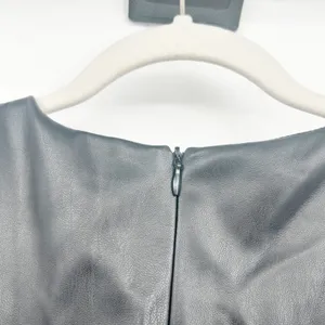 Zara Womens Black Ruched Faux Leather Edgy Grunge Moto Bodycon Mini Dress Size S thumbnail 4
