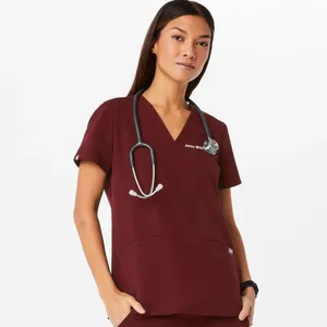 FIGS Burgundy Casma Three-Pocket Top & Kade Cargo Scrub Pants Set Size XL/XXL‎ thumbnail 2