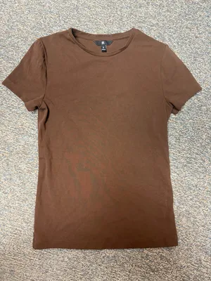 Banana Republic Refined Brown Stretch Cotton Crewneck T-Shirt Small Minimalist thumbnail 3