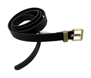 Nordstrom Belt Womens XL Black Trouser Fit Skinny Leather Gold Buckle Accessory thumbnail 1