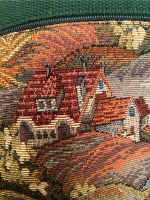 Scenic Tapestry Green Crossbody Bag with Village Motif My Maine Bag Embroidered thumbnail 4