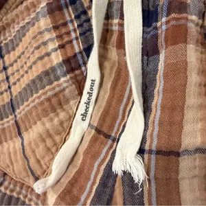 Aerie Soft Gauze Plaid Pajama Jogger Pants Womens Small Regular Brown/Tan Lounge thumbnail 6