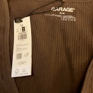 Garage brown ribbed deep v-cut short sleeve shirt thumbnail 3