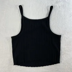 Aeropostale L Ribbed High Neck Cropped Cami Top Lettuce Hem Grunge‎ Whimsy Goth thumbnail 11