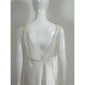 Oscar de la Renta Pink Label Women XL Satin Nightgown Long Robe Set Ivory Bridal thumbnail 11