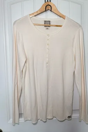 Original Ralph Lauren Polo Jeans Ribbed Henley Top Granola Girl Minimalist thumbnail 1