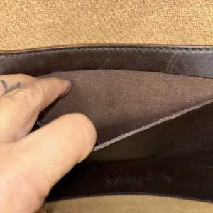 Womens Lauren By Ralph Lauren Vintage Leather Wool Messenger Bag thumbnail 3