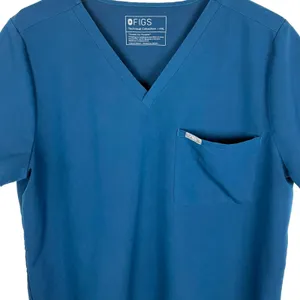 Figs Catarina One-Pocket Scrub Top Blue V-Neck Darted Back Short Sleeve Size XXL thumbnail 7