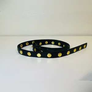 JEUN BANG Women’s Black Slim Belt with‎ Gold Studs thumbnail 3