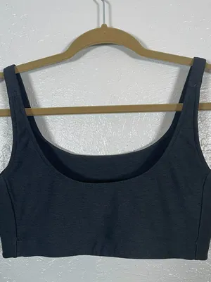 Outdoor Voices Women M Black Micro Stripe Double Time Sports Bra Athleisure thumbnail 4