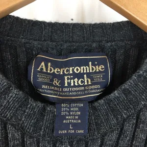 Abercrombie Women's Gray Ribbed Knit Cotton & Wool Long Sleeve Sweater L thumbnail 7