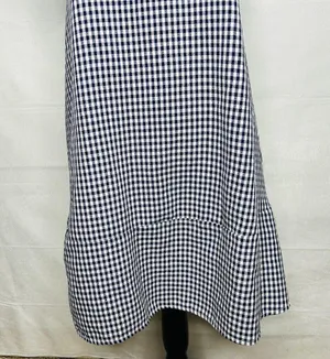 Zara Dress Size M Blue White Gingham Check Shift Short-Sleeve Tie Back thumbnail 3