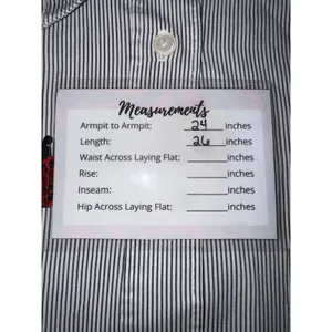 Las Olas Vintage Pinstripe Ladybug Embroidered Short Sleeve Button Down Shirt Lg thumbnail 5