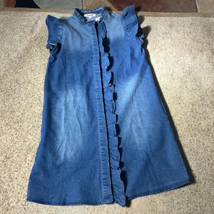 Mazik Cottagecore Blue Denim Ruffle‎ Sleeve Shift Dress MK5338 S Western Boho thumbnail 2
