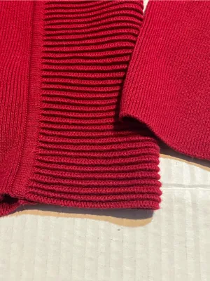 Ralph Lauren 100% cotton red 1/4 zip sweater small VTG Mock-neck knit classic thumbnail 3