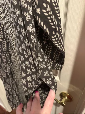 World Market Black and Beige Boho Print Kaftan Midi Dress thumbnail 10