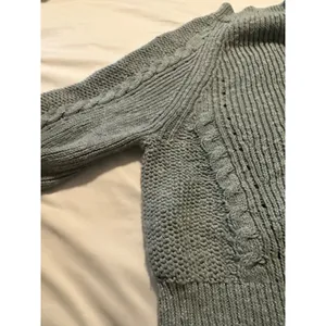 American‎ Eagle Sweater Cable Knit Grey Mock Neck Balloon Sleeve Womens S Boho thumbnail 4