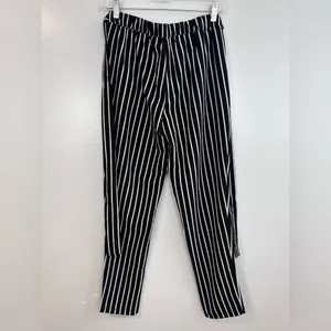 NWT Have Los Angles Black & White Striped Belted Lightweight Pull on Pants Small thumbnail 5