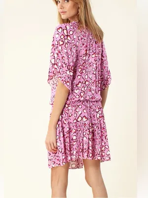 Hale Bob Marae Pink Heart Leopard Print‎ Dress XS NWT thumbnail 2