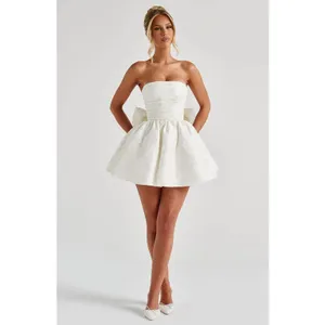 NWT Babyboo Salome Ivory Floral Jacquard Bow Corset Strapless Mini Dress Size XS thumbnail 7
