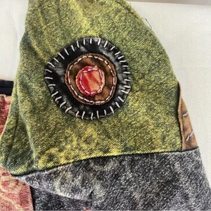 Rising International Embroidered Peace Sign Patchwork Boho Hobo Bag thumbnail 5