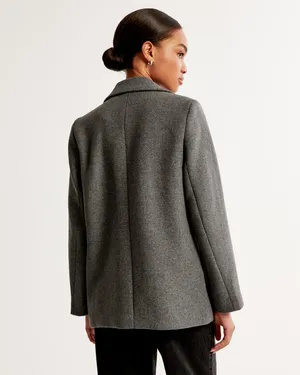 Abercrombie and Fitch AnF Gray Heavyweight Wool Blend Blazer Coat Jacket Fall thumbnail 5