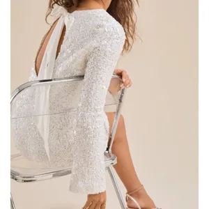 Altar'd State Delaney Sequin Mini Dress XS Ivory thumbnail 3